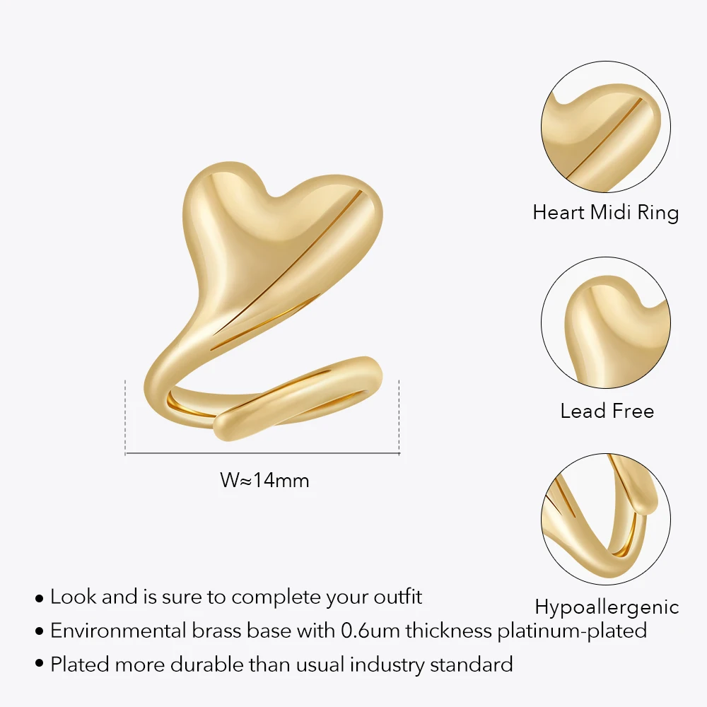 ENFASHION Mini Heart Ring For Women Bi Finger Brass 18K Gold Plated Fashion Jewelry Copper Everydaywear Luck Romantic R234210