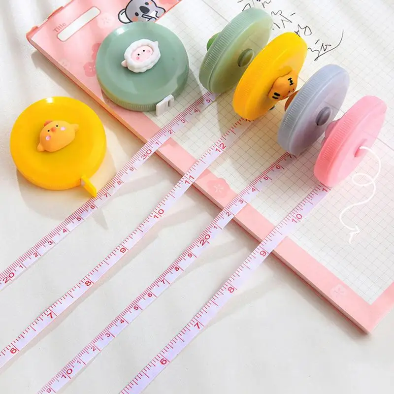 Cartoon Tape Measure Retractable Body Measurement Tape Double Sided Portable Head Bust Waist Circumference Soft Ruler