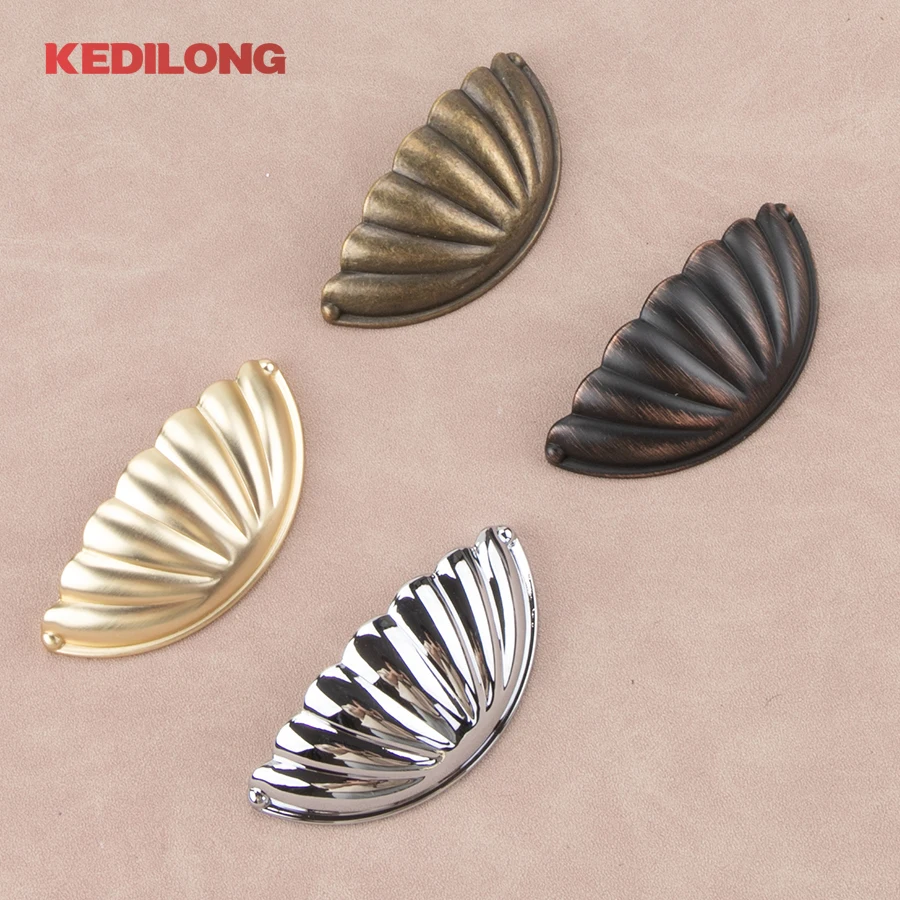 KEDLO Furniture Hardware Fashion Semicircular Shell Bronze Handle Drawer Wardrobe Gold Handle Cabinet Handle