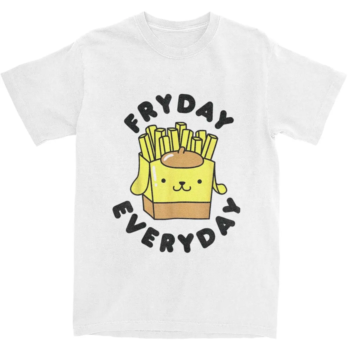 Pom Pom Purin French Fries Fryday Friday Everyday Cotton T-Shirts Hip Hop Tshirt for Men's Casual Casual Short Sleeve Top Tees