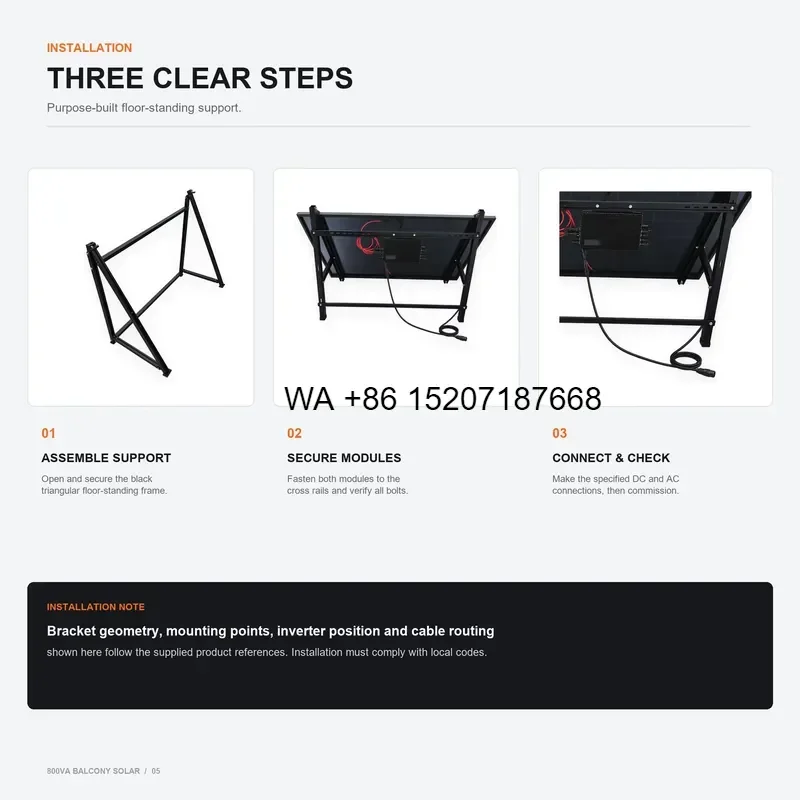 Wmwmnu for Solar Panel Kit Home Off Grid System 800w Mini Solar System Kit Plug and Play Balcony Solar System with Battery