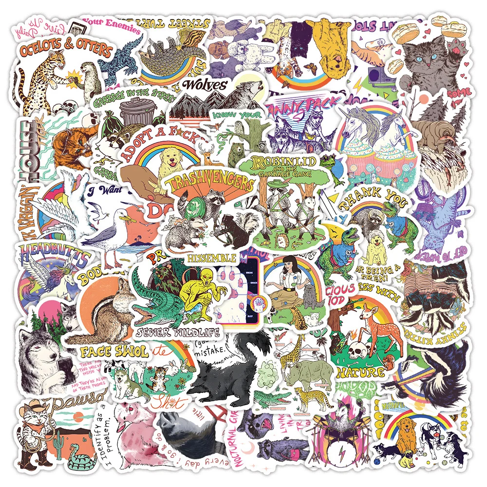 

10/30/50pcs Funny Forest Animal Cartoon Stickers Decal Suitcase Notebook Skateboard Laptop Bike Spoof Anime Sticker for Kids Toy