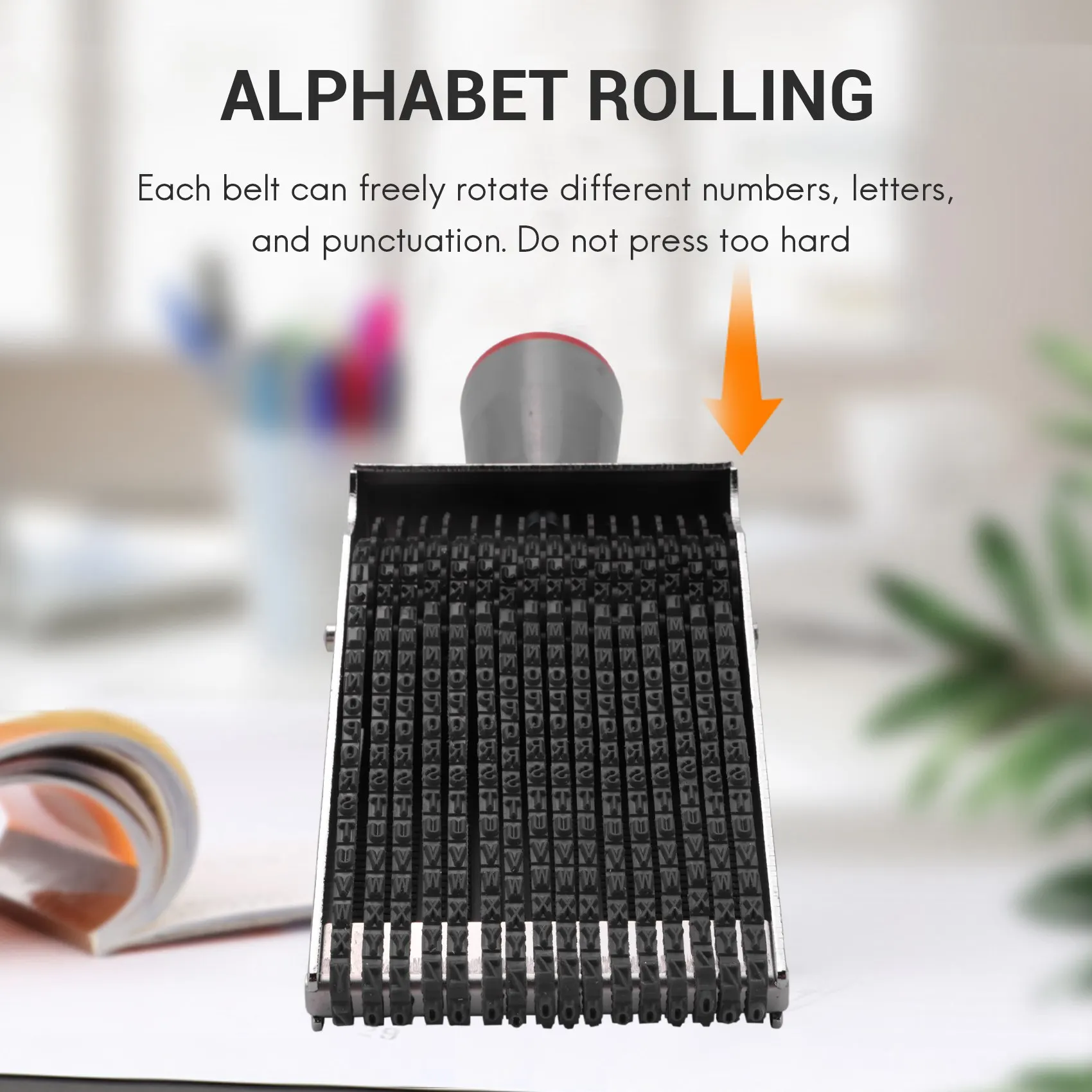 

16 Digits Roller Stamp Personalized English Alphabet Number Symbol Rolling Wheel Stamp Multi-Function DIY-[A04I Tools]