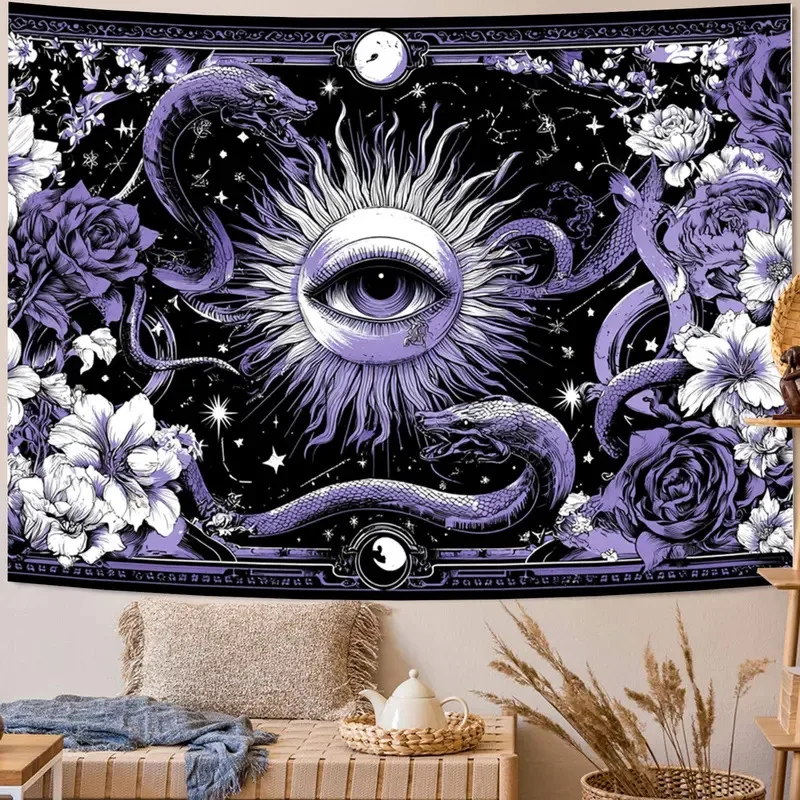 VIKAMA Esoteric Dark Tapestry Wall Hanging for Bedroom Headboard Meditation Room Gothic Living Room Decor