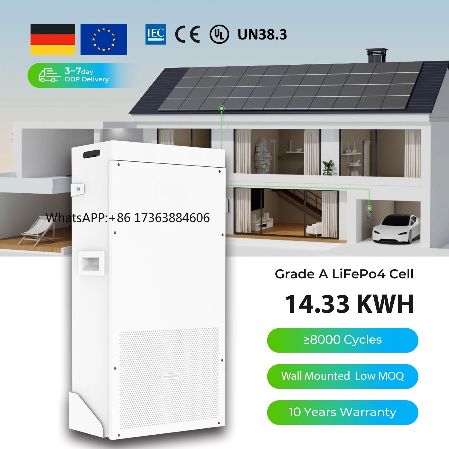 

Dyness Powerbrick Home Energy Storage 15kwh Solar Systems 8000 Cycle Powerwall 51.2V 280AH Lifepo4 Battery with Wheel Eu Stock