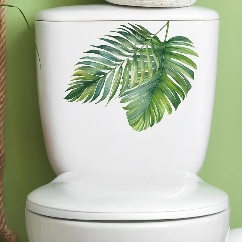 Turtle Back Leaves Toilet Sticker, Turtle Back Leaves, Bathroom Wall Stickers, Self Adhesive