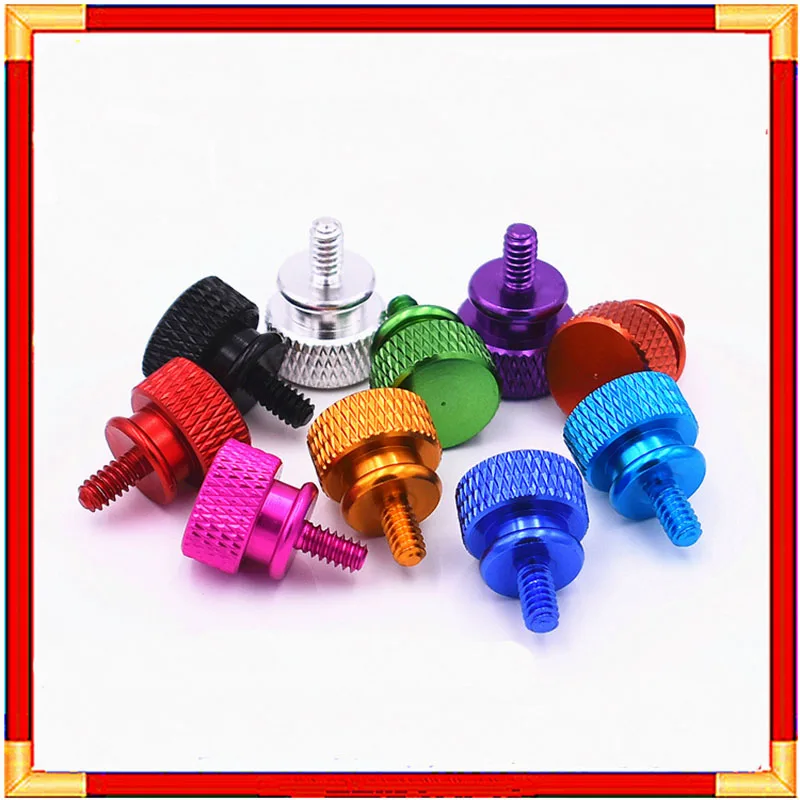 1Pcs 6#-32x6.5/12/16mm Aluminum Step Thumb Screw Computer Case Screw Knurled Hand Screws Anodized 10 colors