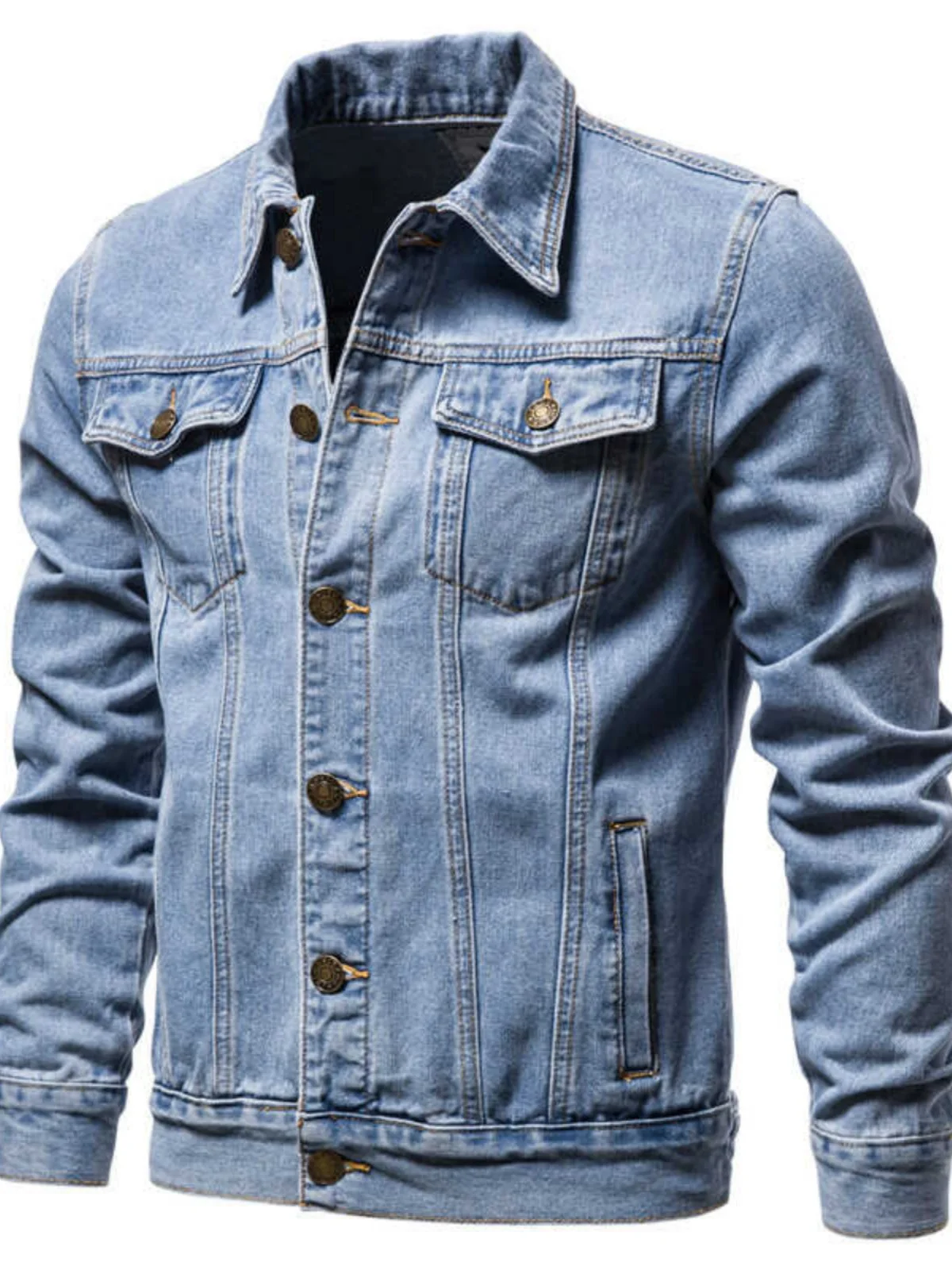 

New 2023 Men's Denim Jaet Casual Workwear Cotton Twill Stand Fit Long Sve Button up Classic Collar Four Seasons