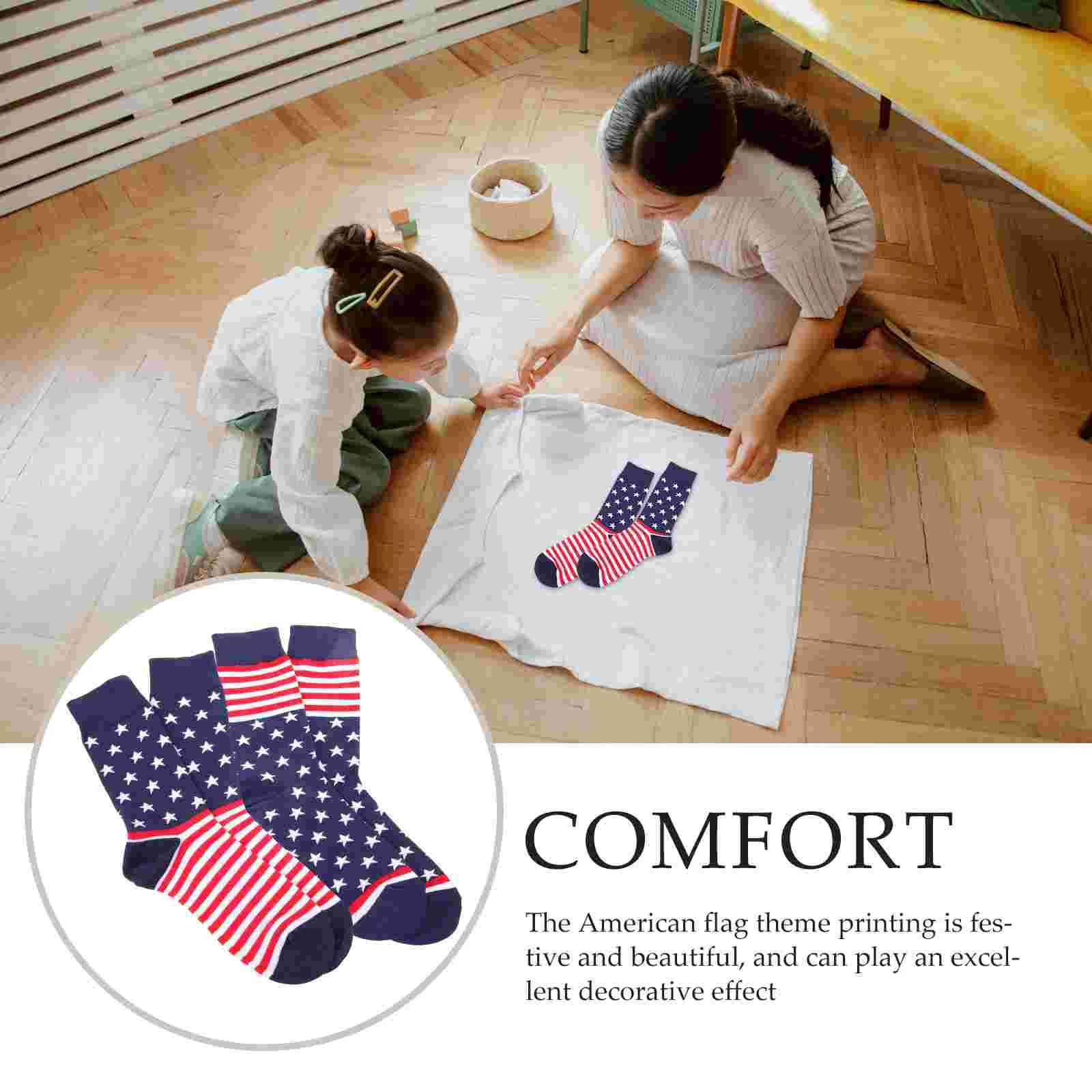 2 Pairs Sock American Flag Socks Tube Sports Autumn And Winter Fashionable Stockings Cotton Independence Day