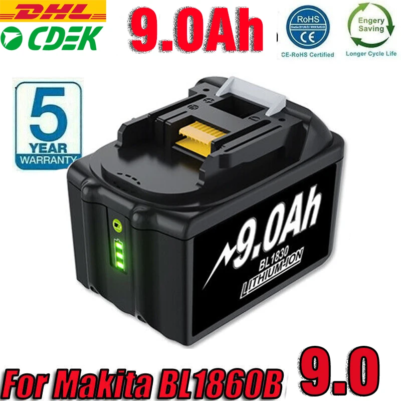 Dla Makita Batterie li-ion 18 V 9Ah BL1850B dla MAKITA - 197280-8 BL1860 BL1830 18-woltowy akumulator