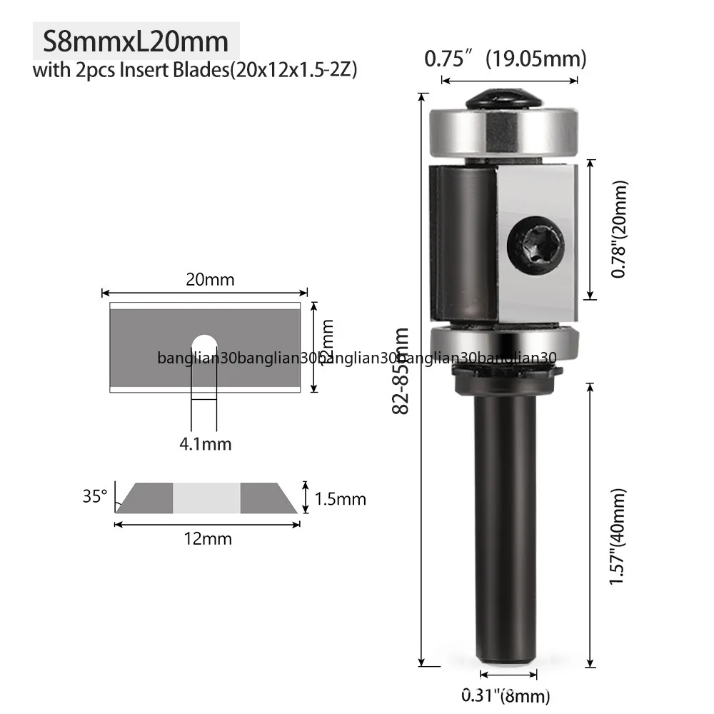 Upper and Lower Bearing Disposable Trimming Knife 8 Handle/12 Handle/12.7 Handle End Mill Removable Blade
