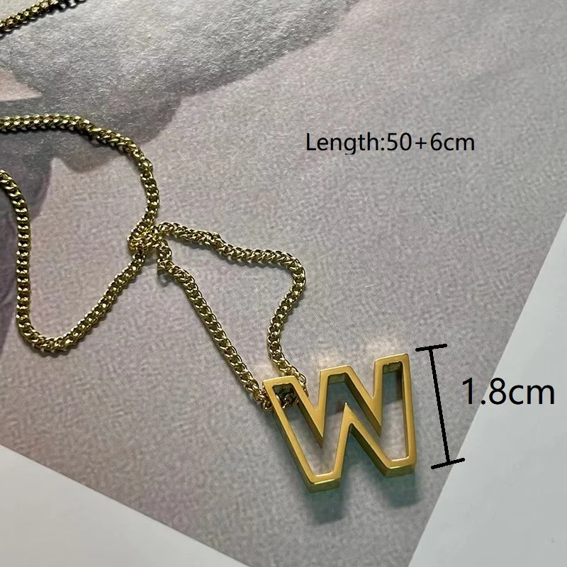 CARLIDANA High Quality Fashion Hollow Letter Pendant Necklace Stainless Steel Vacuum Plating Non Tarnish Waterproof Jewelry Gift