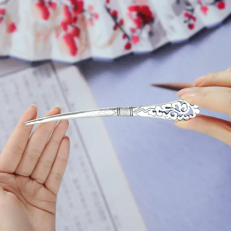 Thai silver s925 hollowed-out auspicious cloud tiara Hairpin simple ethnic style classical hair Jewelry charm hanfu accessories