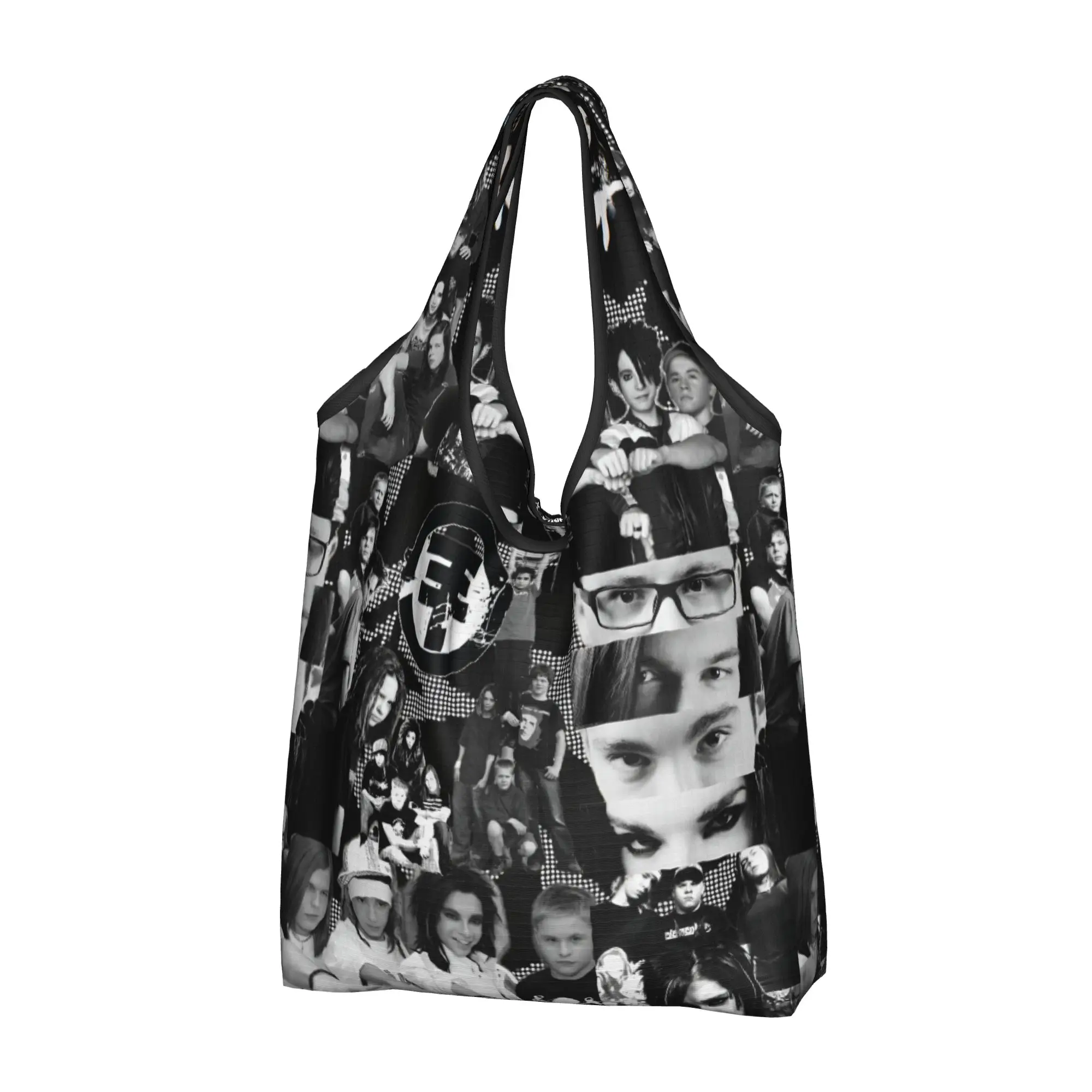Pop Rock Music T-Tokios H-Hotels Grocery Shopping Bag Kawaii Shopper Shoulder Tote Bag Large Capacity Portable Hot  Handbag
