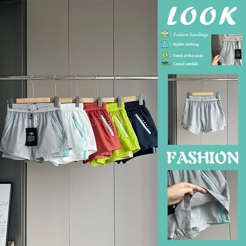 Summer Outdoor Casual Fitness Running Shorts Women's Loose Fit Breathable UPF 0+ Color Block Design Fashionable Sun Protection