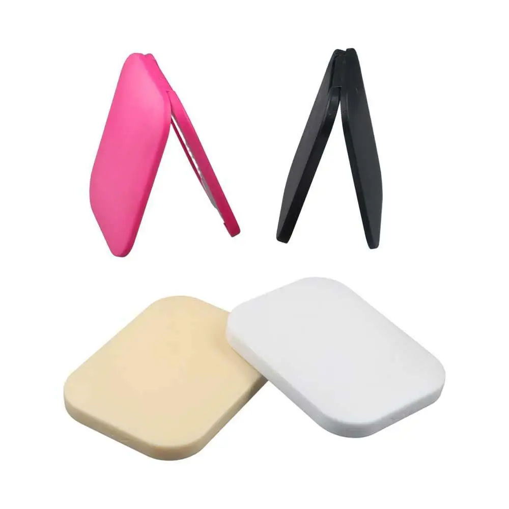 Ultra-thin Folding Small Mirror Square Portable Makeup Mirror Multifunction Solid Color Folding comb Girl