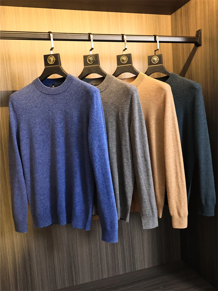 

Simple Pure Wool Knitwear round Neck Long Sleeve Men's Fashion Urban Style Comfortable Soft Color Autumn Sweater
