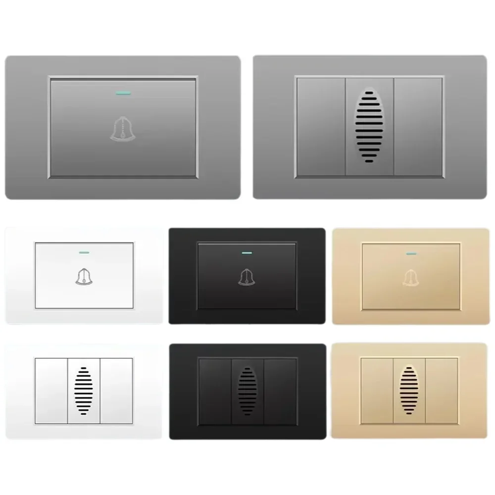 

ELEGAN PC Brazil Standard Switch Socket 118mm*72mm10A 20A Doorbell switch Doorbell Ding Dong Grey Black White Gold