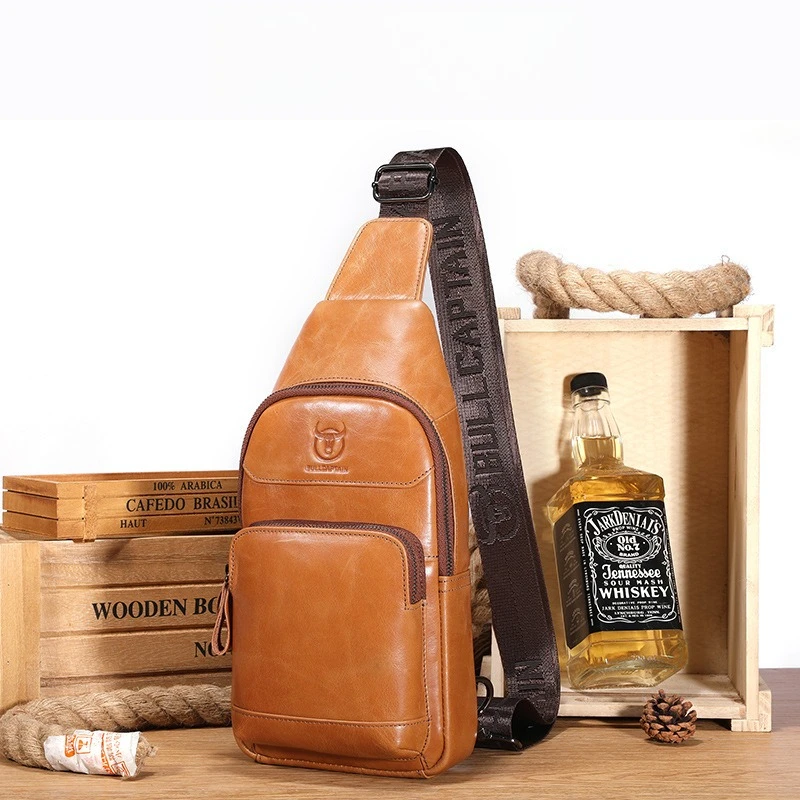 

Мужская сумка через плечо из натуральной кожи в винтажном стиле — портативная сумка-слинг для хранения на открытом воздухе, работы, телефона и документов