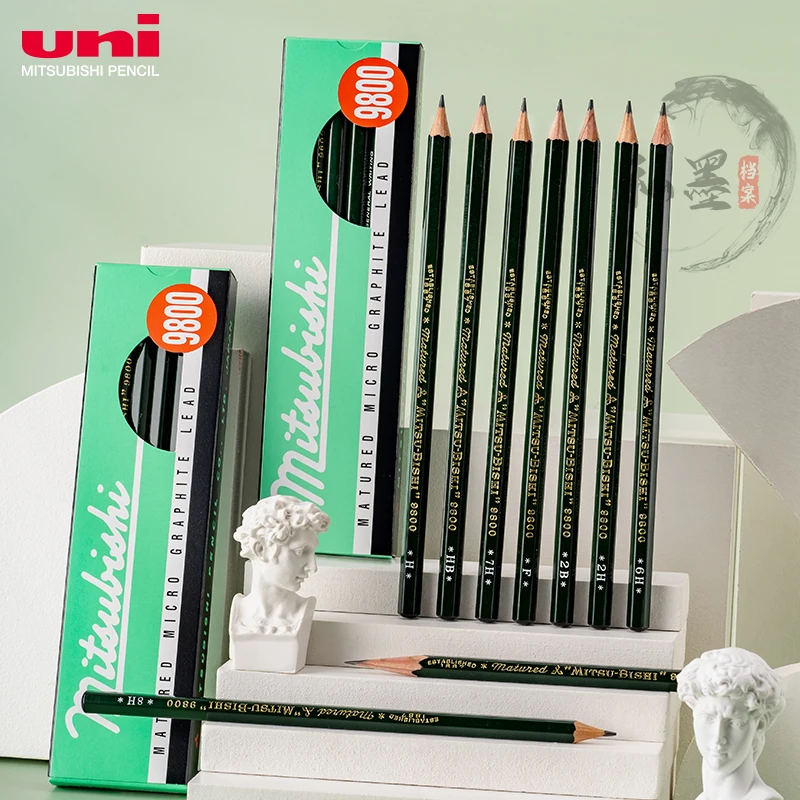 Uni 12/22pcs Sketch Pencils Advanced Graphite Crystalline Lead Core Applicable Drafting,Architectural Design,Exam Card Drawing