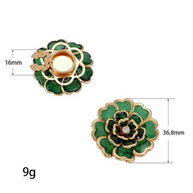 Rhinestone Flower Button Covers Fashion Crystal Cufflinks Button Clips Buckle Wedding Banquet Sewing Clothing Decor Accessories