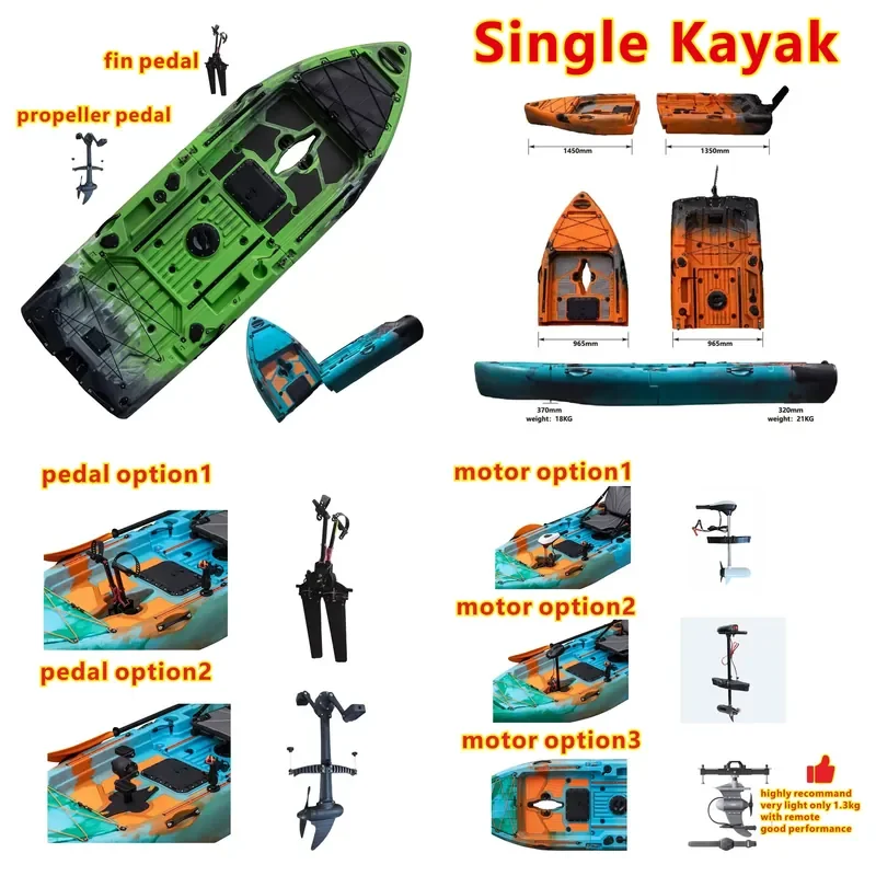 Itoo Modular Fishing Kayak Single Person 2/3 Section Durable PE/HDPE Waterproof Eco-Friendly Paddle Drive Motorised Dual-use