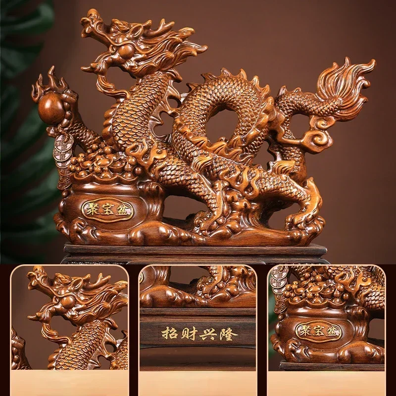 Chinese Inviting Wealth Zodiac Animal Dragon fegnshui Ornament Mascot Cashier Opening HousewarmingYear Open Door Gift 1pcs