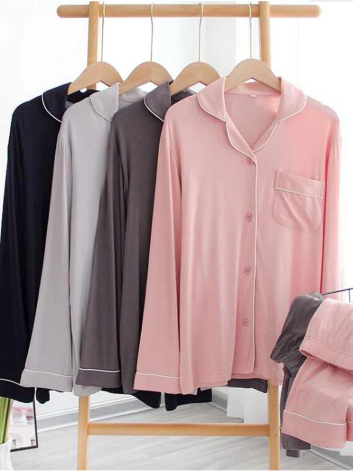 

Мягкий модальный комплект домашней одежды с длинным рукавом для мужчин и женщин: тонкий, повседневный, для весны, осени и лета, для помещений с кондиционером