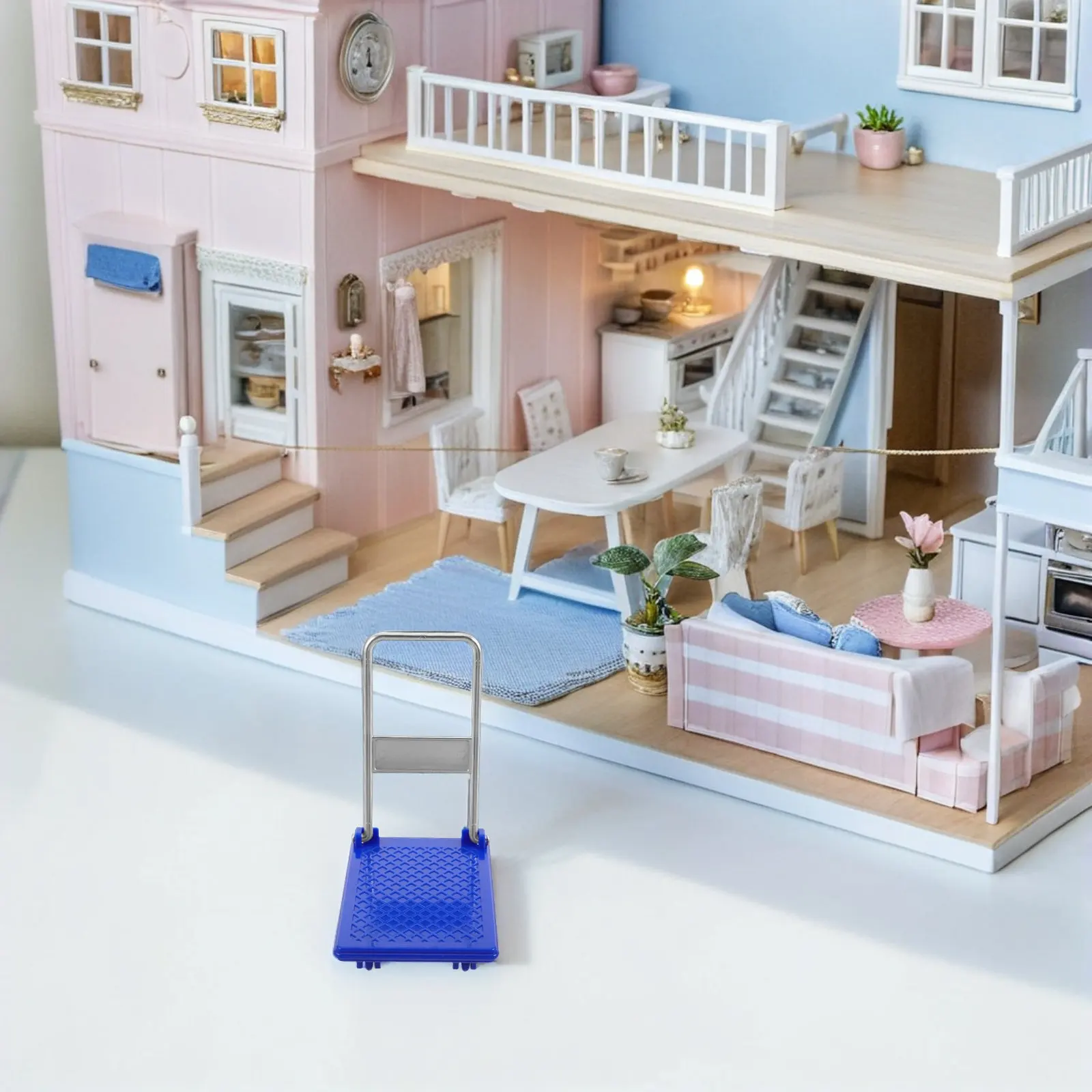 10個入り-ミニチュアスーパーマーケットプラットフォームトロリー-折りたたみ式軽量フラットカート-車輪付き-ミニハウスデコレーションカート-diyクラフト用
