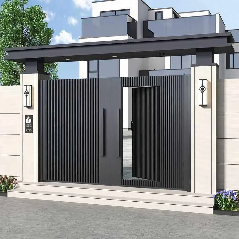Durable Double-Leaf Metal Automatic Entry Courtyard Gate with Elegant Inner Gate Eco-Friendly Modern Design