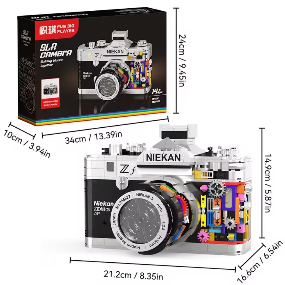 

865PCS Creative Retro Camera Bricks MOC Desktop Ornament Building Block Toys for Photography Enthusiast Kids Gifts