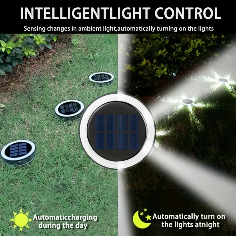 1/2/4pcs 6LEDS Solar Ground Lights-Upgraded Solar Outdoor Lights Brightness Automatic Adjustment Camping Decorative Lights