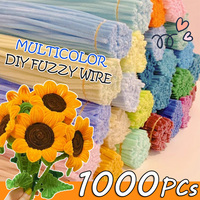 100~1000Pcs Creative Wires Chenille Wire Pipe Cleaners Flower Headband Diy Colorful DIY Plush Stem Wired Twist Stick