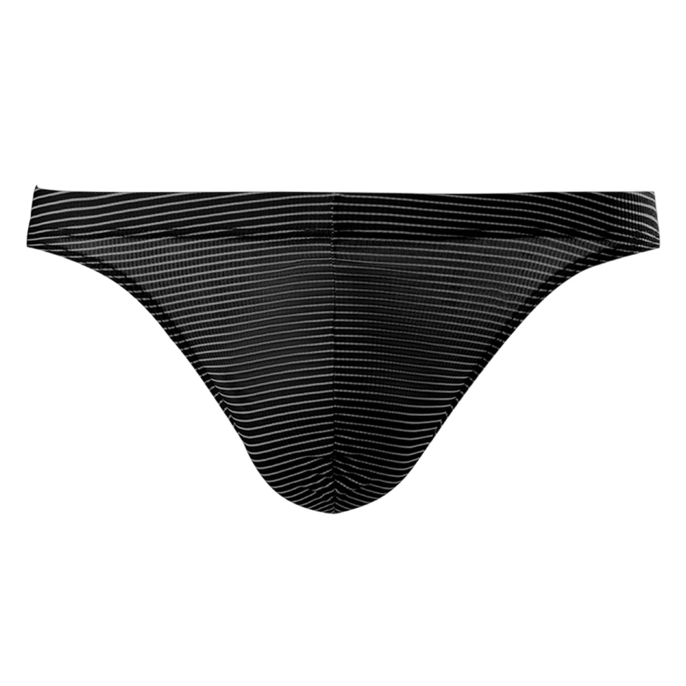 Striped Men's Brief Underwear Featuring Bulge Pouch Low Rise Waistband for Comfortable All-Day Fit Half-Covered Rear