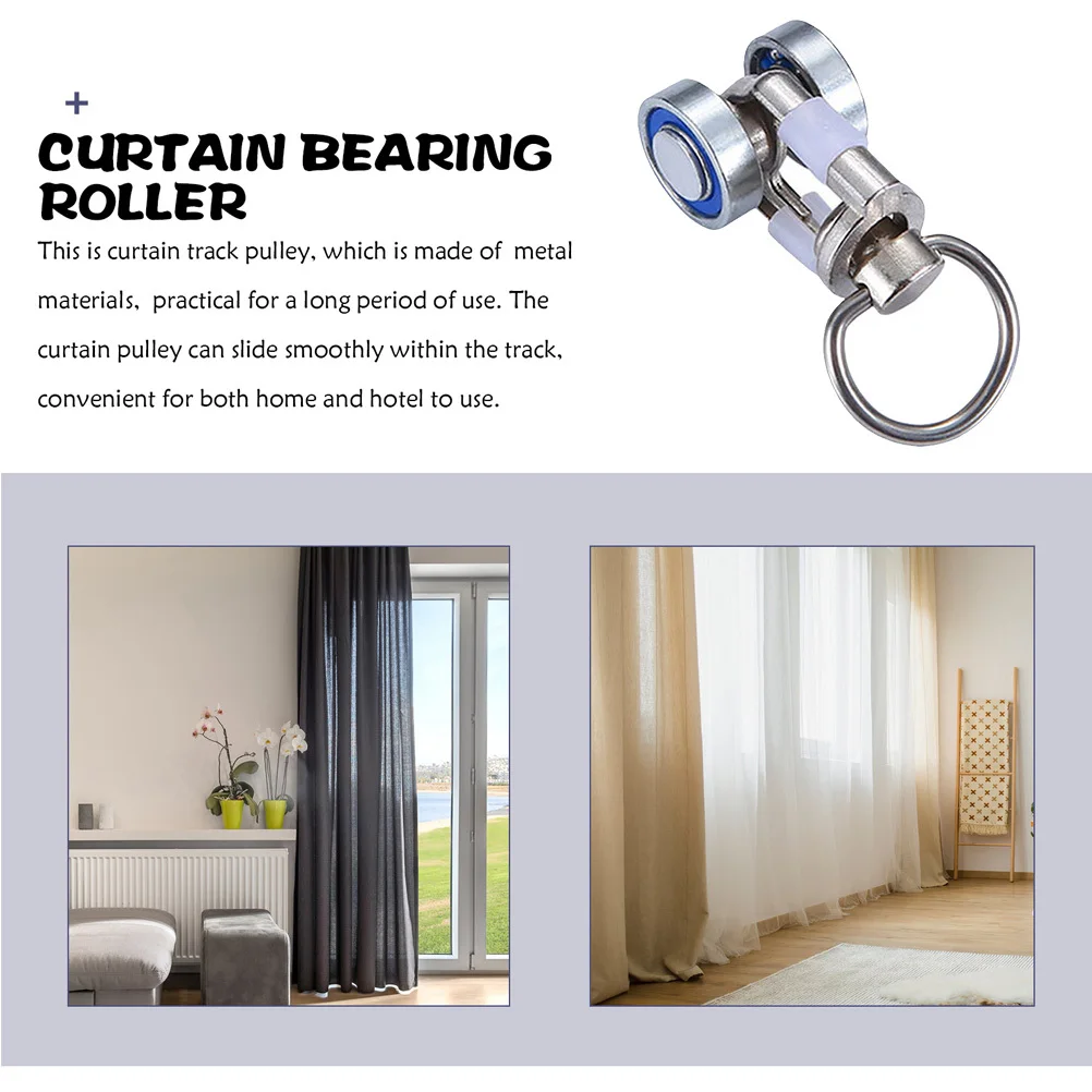 8 قطعة تحمل الأسطوانة المعدنية لمسار الستارة السلس انزلاق عجلة استبدال عربة بكرة الستار تركيبات الملحقات #2