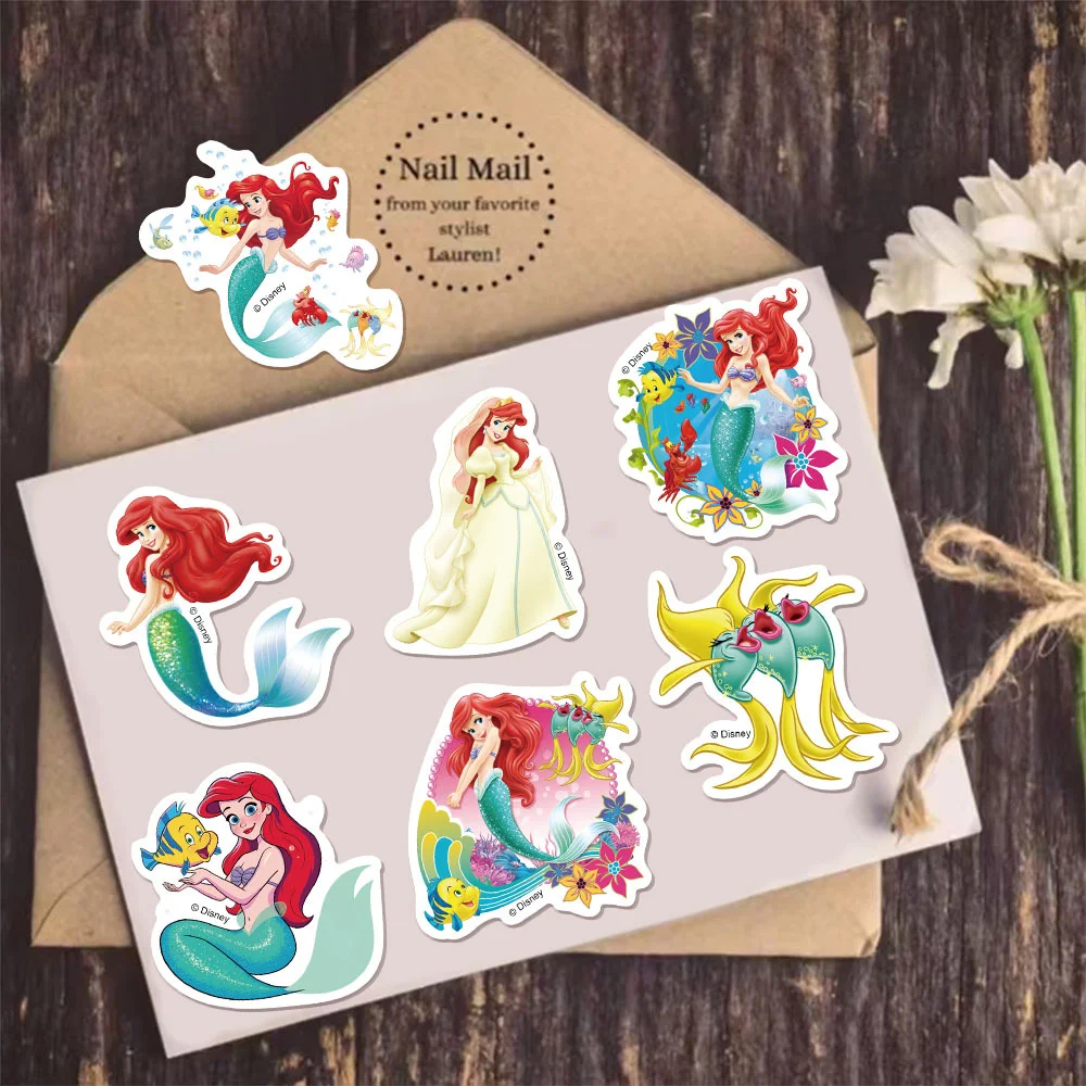 Autocollants série sirène Disney, 50 pièces, Graffiti de dessin animé, adaptés aux albums, ordinateurs portables, téléphones portables, jouets, cadeaux