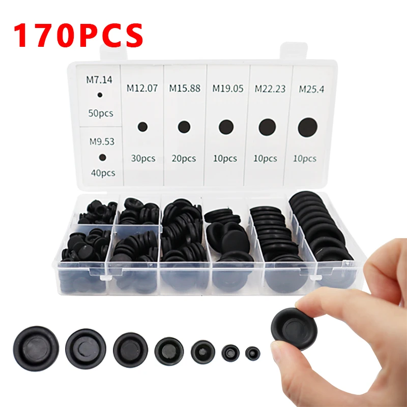 High Quality 170 Rubber Grommet Assortment Firewall Hole Plug Set Electrical Wire Gasket Kit