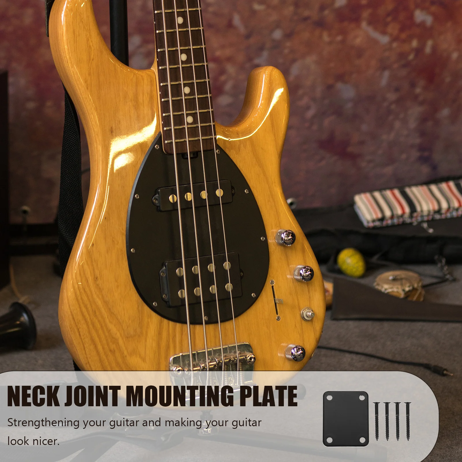 

1Set Replacement Electric Guitar Neck Plate Metal Neck Joint Mounting Board Bass Guitar Part Easy Installation Screws Included