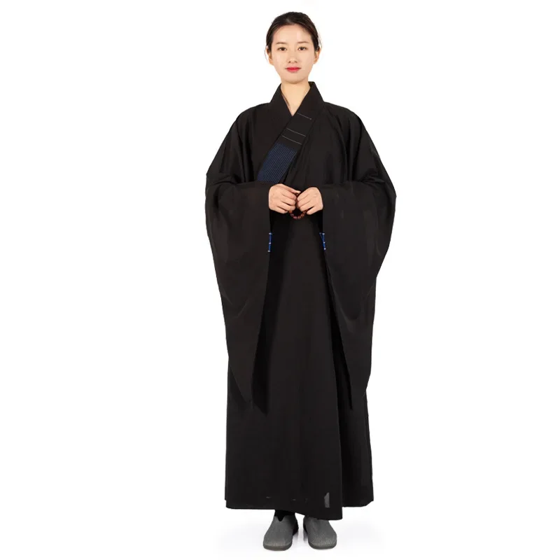 Taiwan Linen Monks Long Robes Gown for Buddhism Haiqing Adults Meditation Clothes Buddhist Monk 7 Colors Confession Clothing