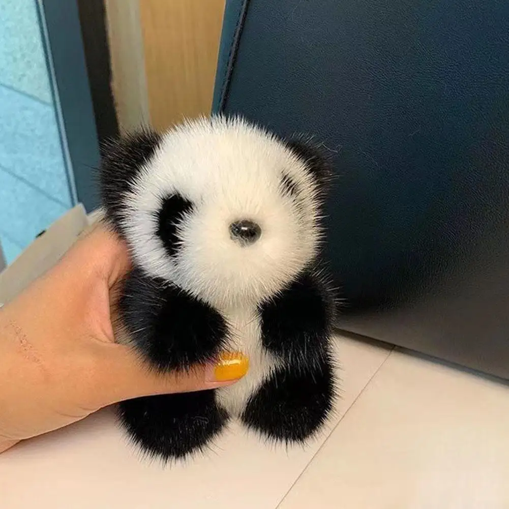 لطيف الباندا ألعاب من نسيج مخملي المفاتيح حقيبة بنقوش كرتونية قلادة اكسسوارات سيارة مفتاح سلسلة صغيرة الباندا أفخم دمية صغيرة الباندا المفاتيح