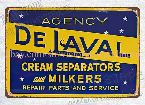 cream separators milkers DeLaval Agency DEL LAVAL metal tin sign wall decor pub