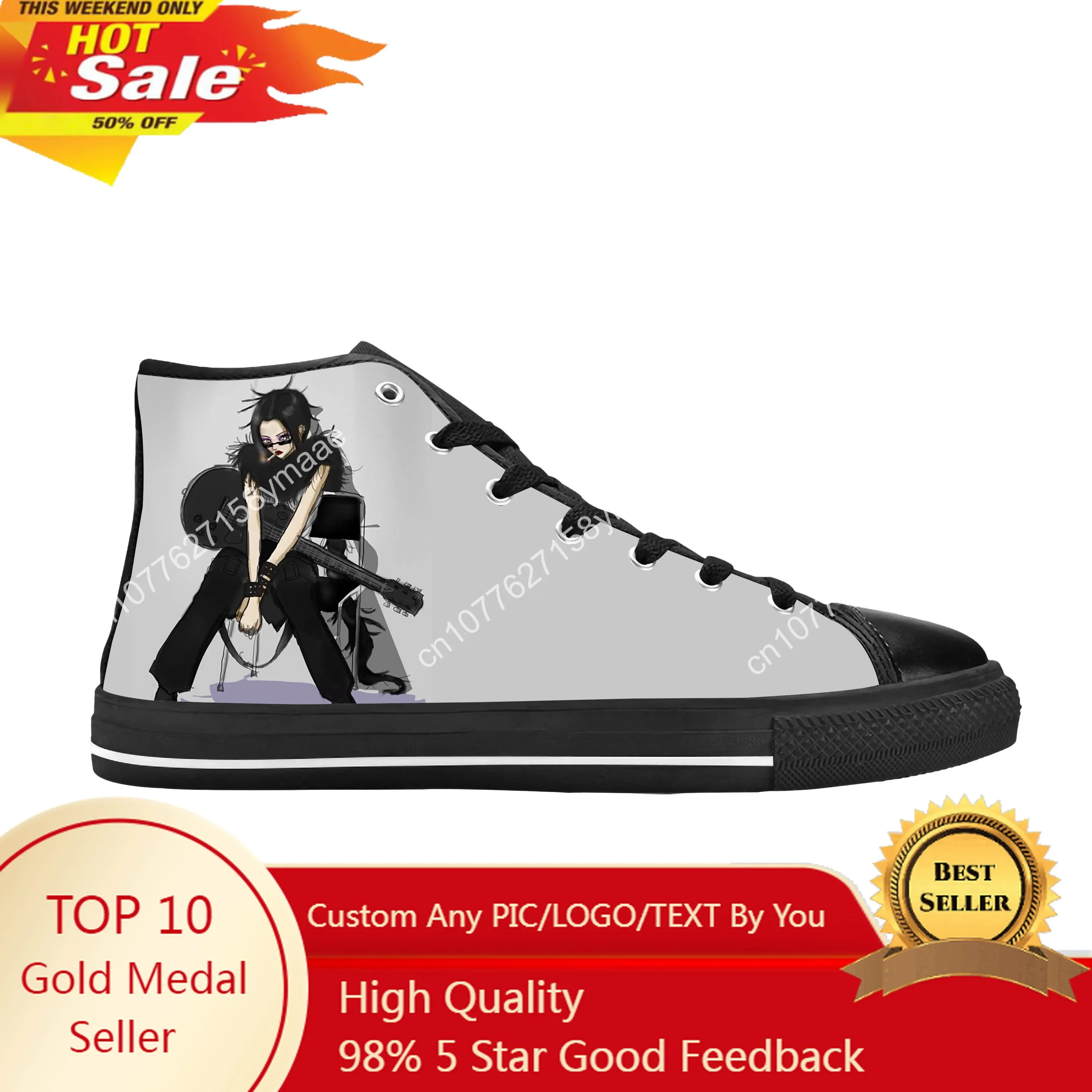 

Black Stones NANA Osaki Rock Anime Cartoon Manga Casual Cloth Shoes High Top Comfortable Breathable 3D Print Men Women Sneakers