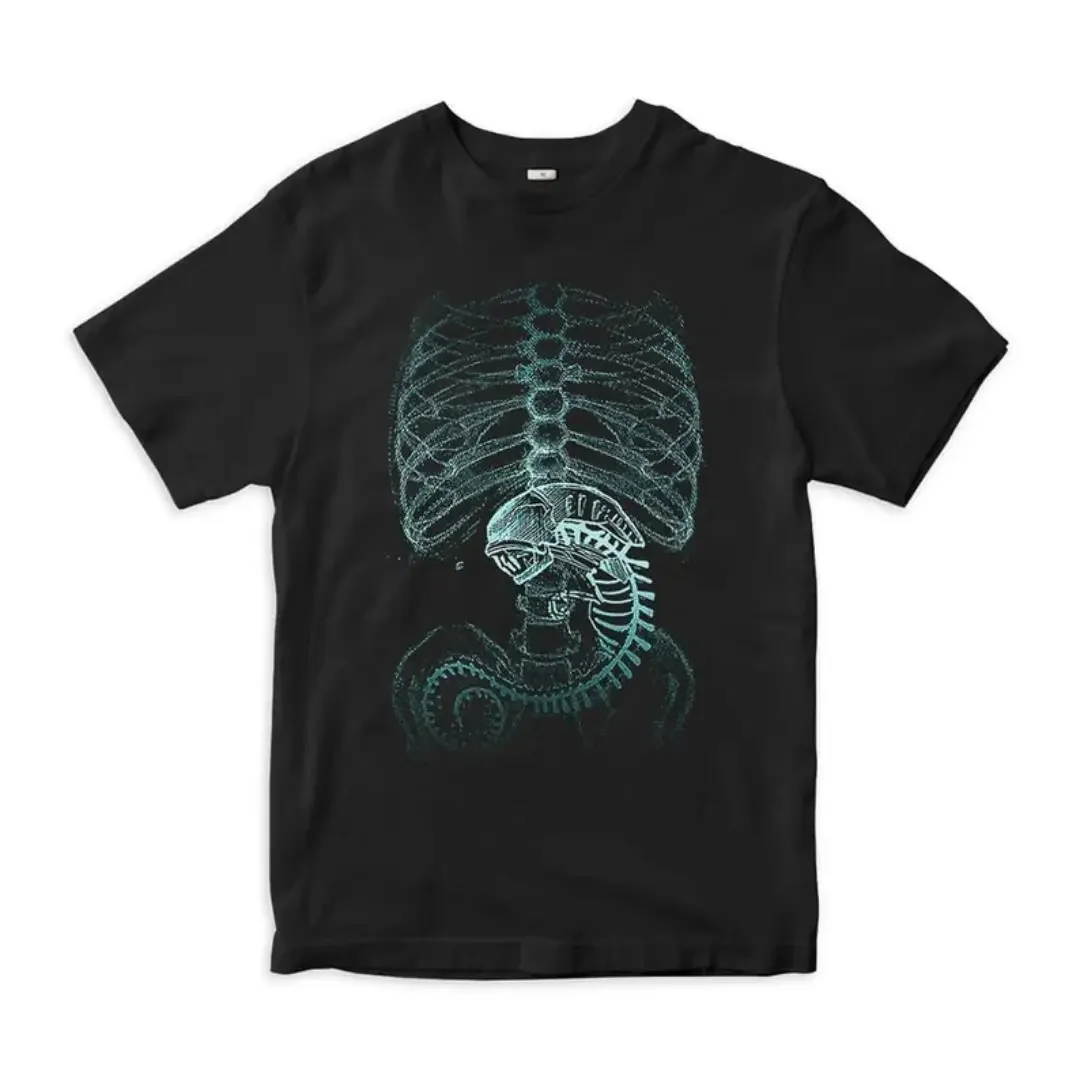 Alien X-Ray T-Shirt  Xenomorph Anatomy 100  Cotton Tee  Men s Women s All Sizes