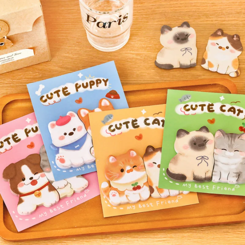 40pcs/lot Creative Cat Dog Animal Memo Pad Sticky Notes Cute N Times Stationery Label Notepad Bookmark Post School Supplies