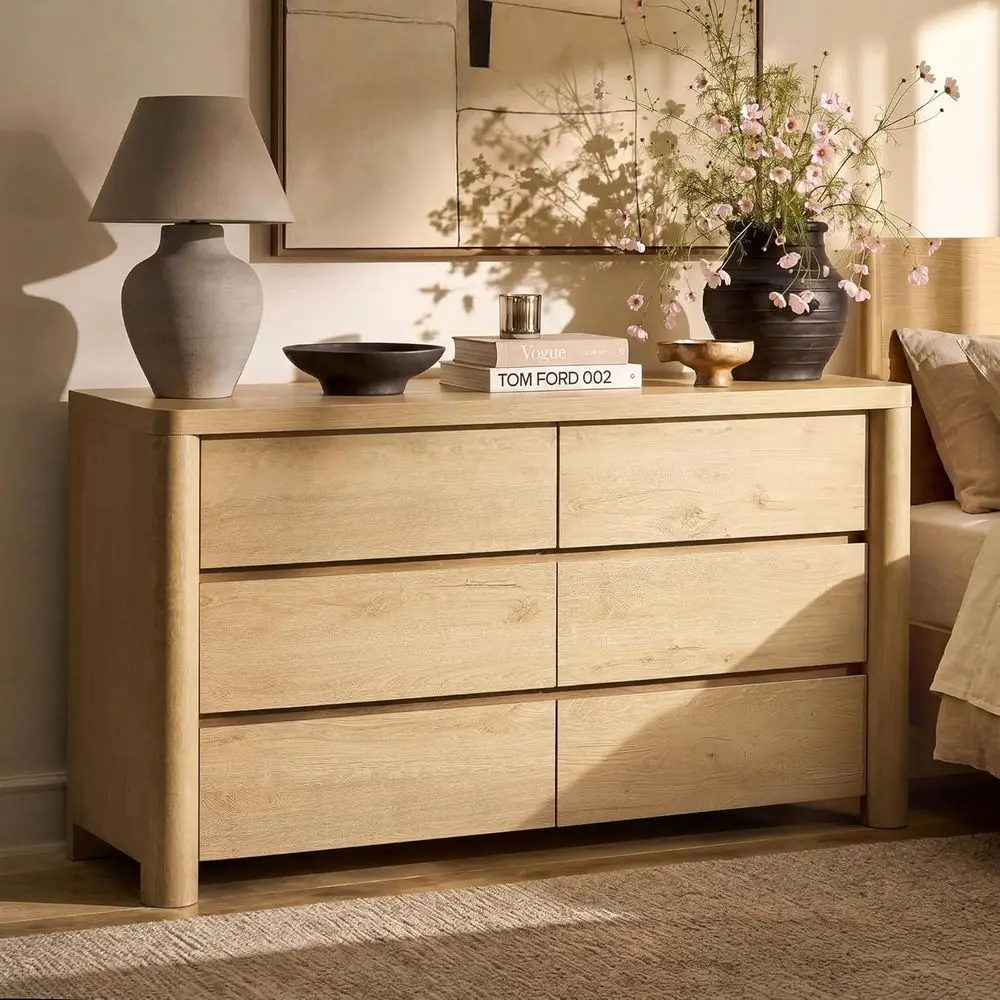 

Wide 52 Wooden Chest with 3.1 Solid Rounded Legs, Large Storage Organizer for Living Spaces, Natural Finish