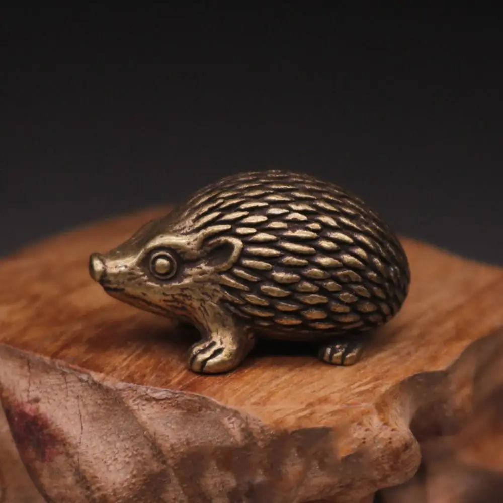 Solid Brass Copper Hedgehog Small Ornaments Vivid Animal Sculpture Tea Pet Home Decor