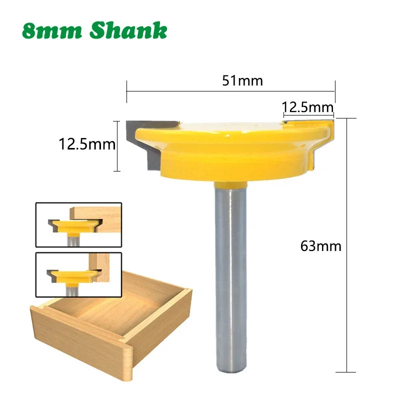 1PC 1/2" 12.7MM 8MM Shank Milling Cutter Wood Carving Straight Drawer Molding Router Bit Drawer Lock Tenon Knife Plug Woodwork