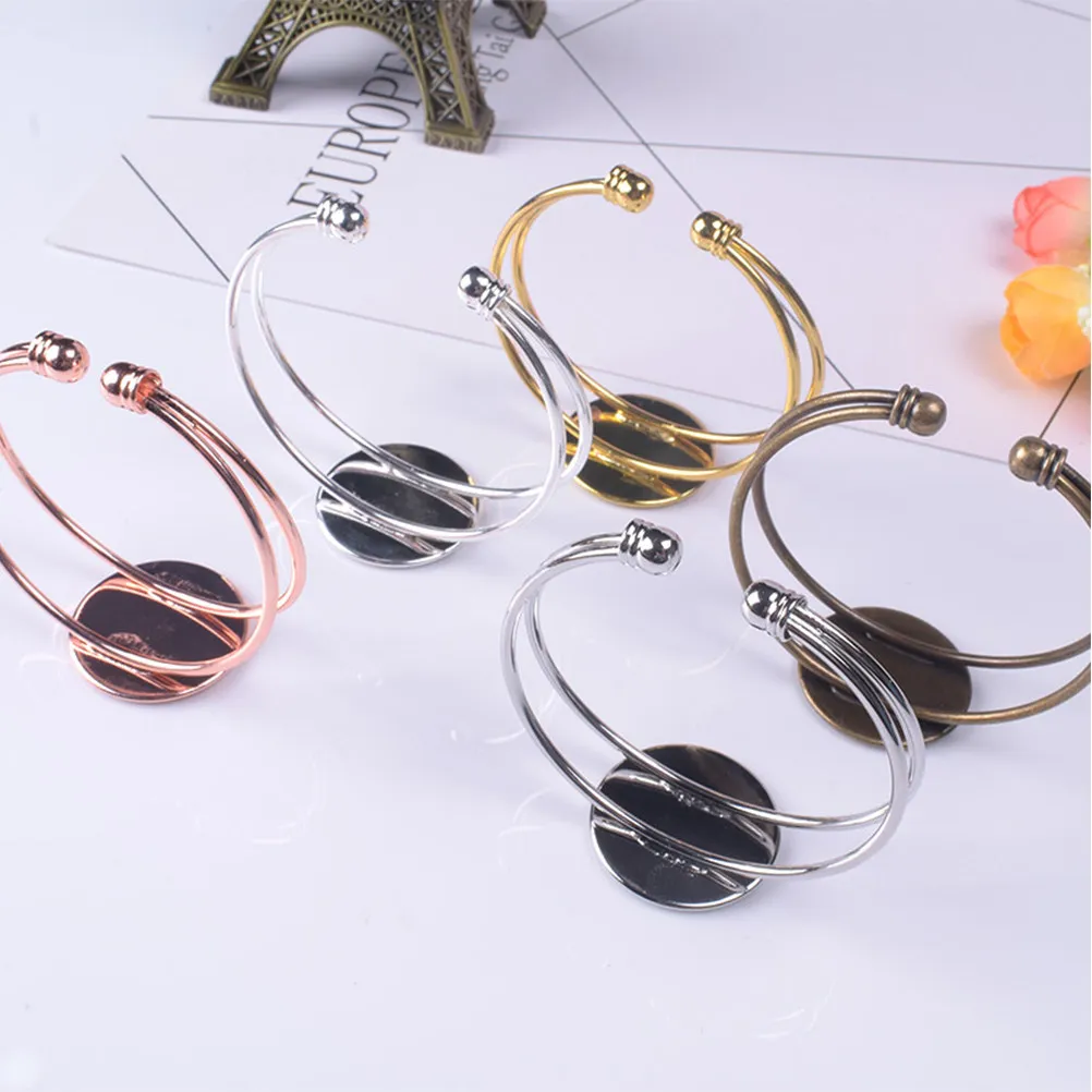 6Pcs Copper Bracelet Bezel 25Mm Round Plate Rust Resistant DIY Jewelry Making Base Oval Pendant Copper Pendant Glass Chain