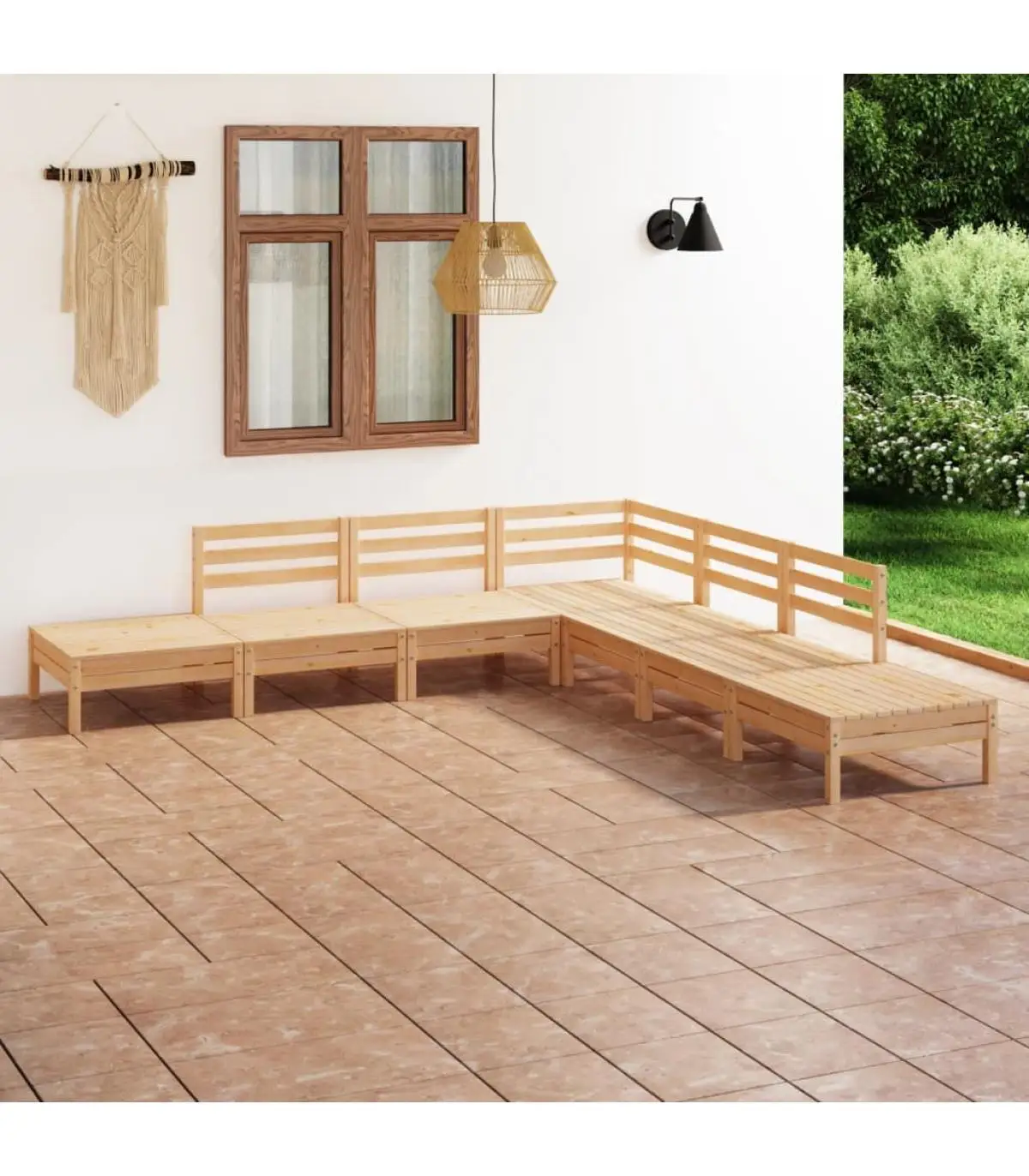 Garden sets garden furniture set 7 pieces solid pine wood