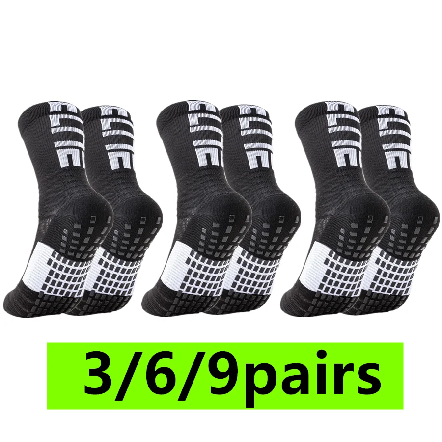 

3/6/9pairs men women anti slip grip tennis skateboard sports grip socks towel bottom breathable shockproof professional